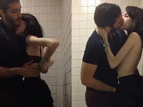 Marina Fraga's boyfriend joins her for a public restroom romp
