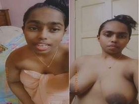 Cute Tamil girl's perky boobs in HD video