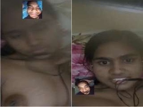 Beautiful Indian woman reveals her breasts to her partner on webcam
