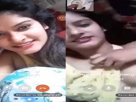 Cute girl flaunts her natural boobs in a video call