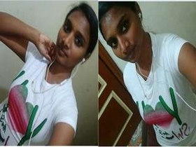 A cute Tamil girl flaunts her breasts in a video call