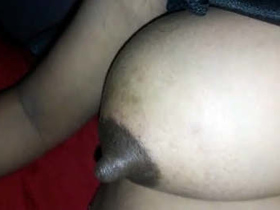 Indian auntie's big tits and hard nipples at night