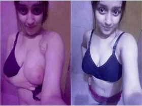 Watch a stunning Indian girl flaunt her big breasts in an exclusive video