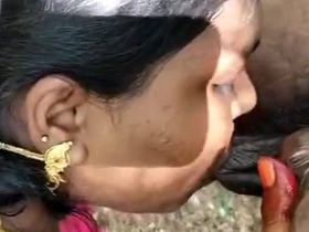 Indian wife flaunts her curves in outdoor setting