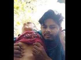 Desi couple enjoys outdoor sex on a blanket