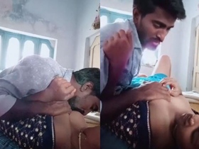Marathi wife enjoys boob sucking from colleague in bed