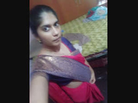 Indian girl flaunts her large breasts in a video