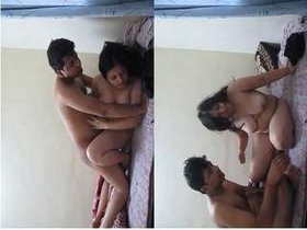 Curvy Indian babe with black lover in hotel room