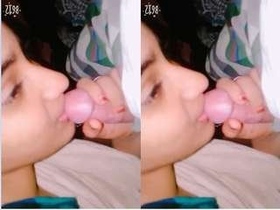 Indian girl gives her boyfriend a passionate kiss on camera