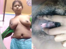 A dissatisfied wife from a village displays her attractive physique for the camera