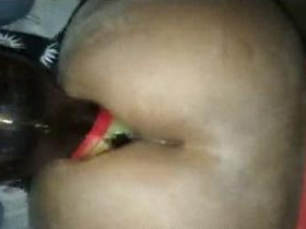 Bhabi's deep throat penetrates beer bottle