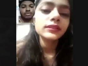 Indian girlfriend flaunts her large breasts during a video call