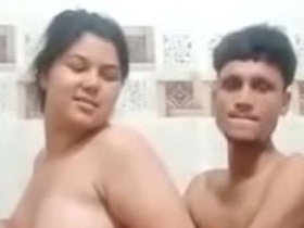 Horny couple gets frisky in bathroom - video