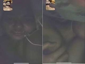 Shy Indian girl reveals her breasts on a video call