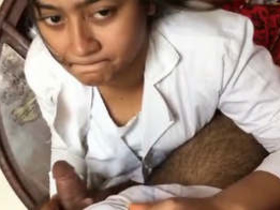 Desi college girl's hard sex and blowjob in dorm room, part 2