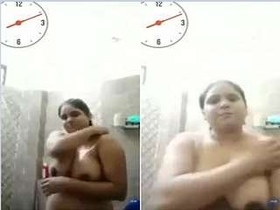 Desi wife gets naughty in the shower during video call