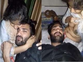 Indian couple shares passionate kisses and breast play