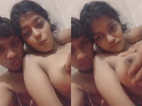 Indian man fondles petite breasts of a woman on film