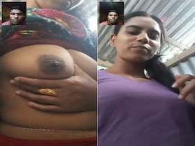 Indian babe flaunts her breasts on video call