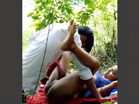Desi couple gets naughty in the outdoors