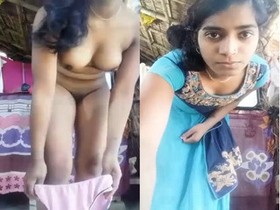 Exclusive footage of a village girl showing off her boobs and pussy