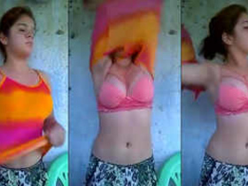 Indian college beauty undressing