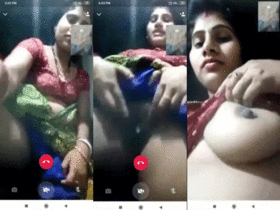 A Desi bhabhi has secret sex with her lover via WhatsApp video