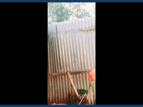 Indian matron from village takes sensual bath