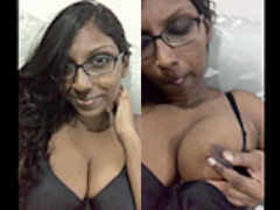 Indian girl of foreign origin passionately stimulating herself with her fingers