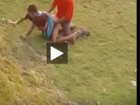 Rustic outdoor sex with a client in desi style