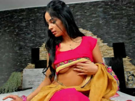 Sexy woman in a saree flaunts her assets