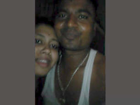 Intimate couple shares romantic evening in village