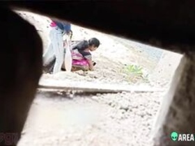 MMC tagged video of a young Indian girl in a sari enjoying the thrill of peeing