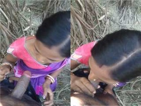 Indian girl Randi gives a blowjob in the open air