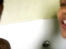 Desi girlfriend gives a steamy blowjob in the shower