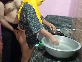 Playful stepsister's naughty kitchen encounter with her stepbrother