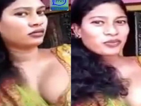 Attractive woman records herself in a video