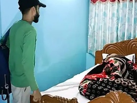 A husband unexpectedly walks in on his wife and the air conditioner repairman engaging in sexual activities.