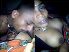 Amateur Bhabhi gives a titjob to her boyfriend