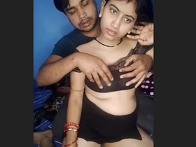 Devar's passionate embrace on stunning Bhabhi's breasts
