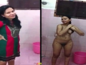 Hottest Tamil girl in bathroom with big boobs