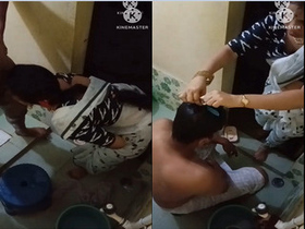 Amateur Indian bhabhi gives bathing blowjob and gets fucked hard