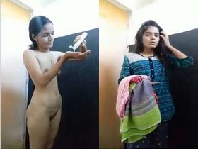 Exclusive video of a cute Indian girl's bathing session for her lover