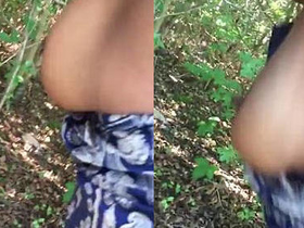 Indian wife with large breasts moans during outdoor sex
