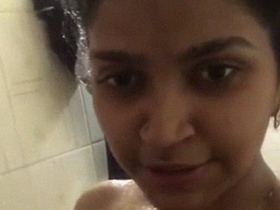 Indian girl takes nude selfies while bathing in the shower