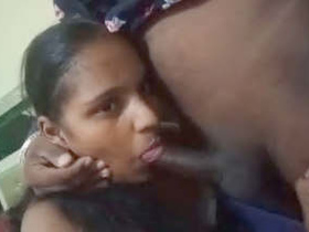 Indian girl gives a deepthroat blowjob and sucks balls