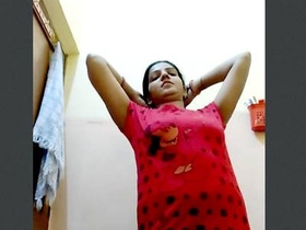 Attractive wife undresses for a bath