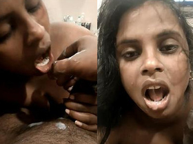 Mallu aunty gets a mouthful of hot cum
