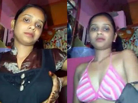 Chandini, a stunning Indian babe, flaunts her ample bosom