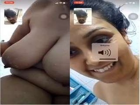Boudi's big boobs on video call for lover